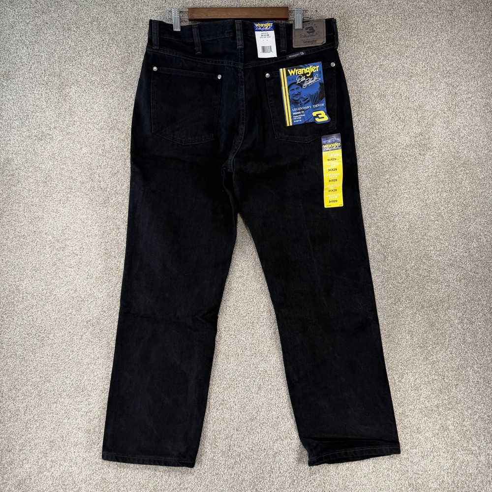 Wrangler Dale Earnhardt Jeans Mens 34x29 Black Original Fit Straight Leg NWT